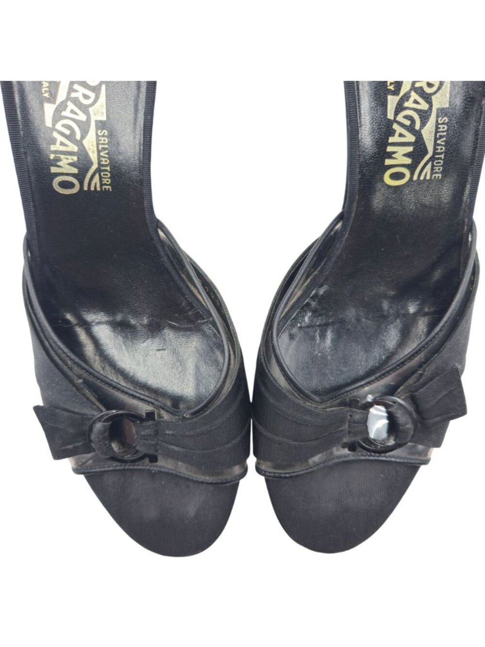 Vintage Salvatore Ferragamo Womens 8.5B Black Leather Dress Heels Shoes Italy - Picture 8 of 12
